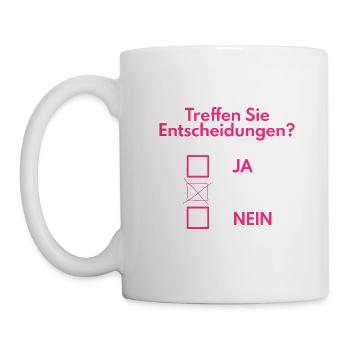 Entscheidung treffen lustig - Tasse - Weiß - Links