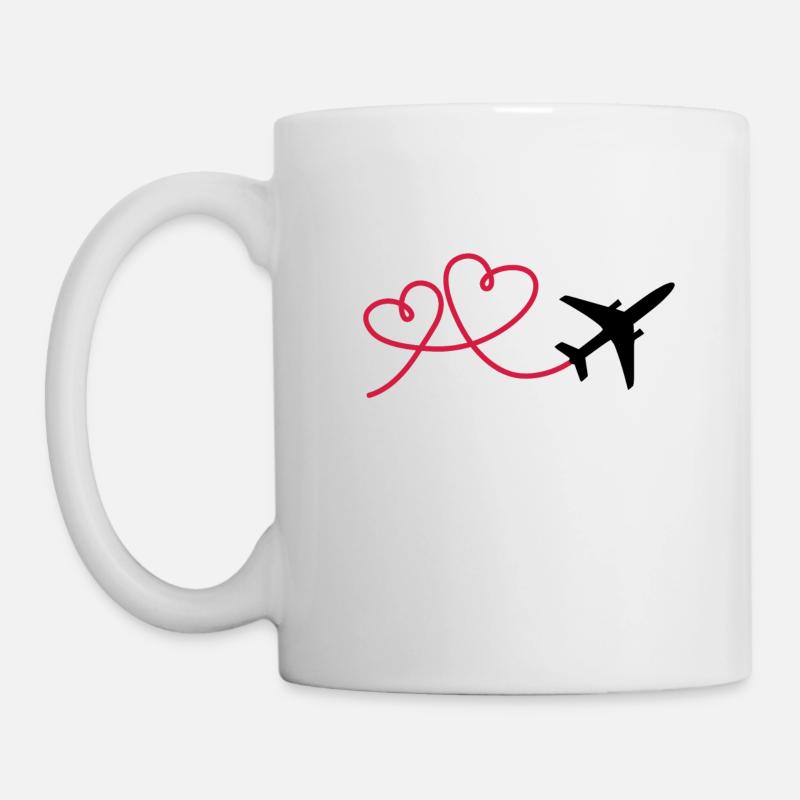Flugzeug Flieger mit Herz - Tasse - Weiß