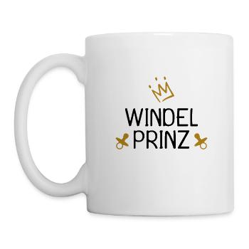 Baby Windel Prinz Krone - Tasse - Weiß - Links