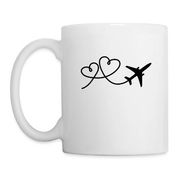 Airplane aviator with heart flying pilot - Mug - white - Left