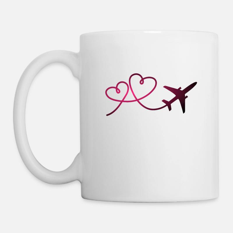 Flugzeug Flieger mit Herz Pilot - Tasse - Weiß