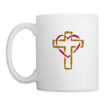 Kreuz Symbol Christentum Herz Liebe - Tasse - Weiß - Links