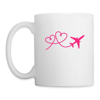 Avion avion avec coeur Rose - Mug blanc - blanc - Gauche