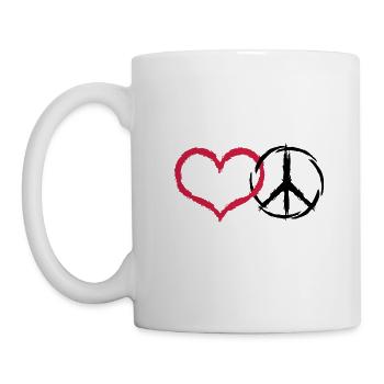 Herz und Frieden Symbol Peacezeichen Geschenk - Tasse - Weiß - Links