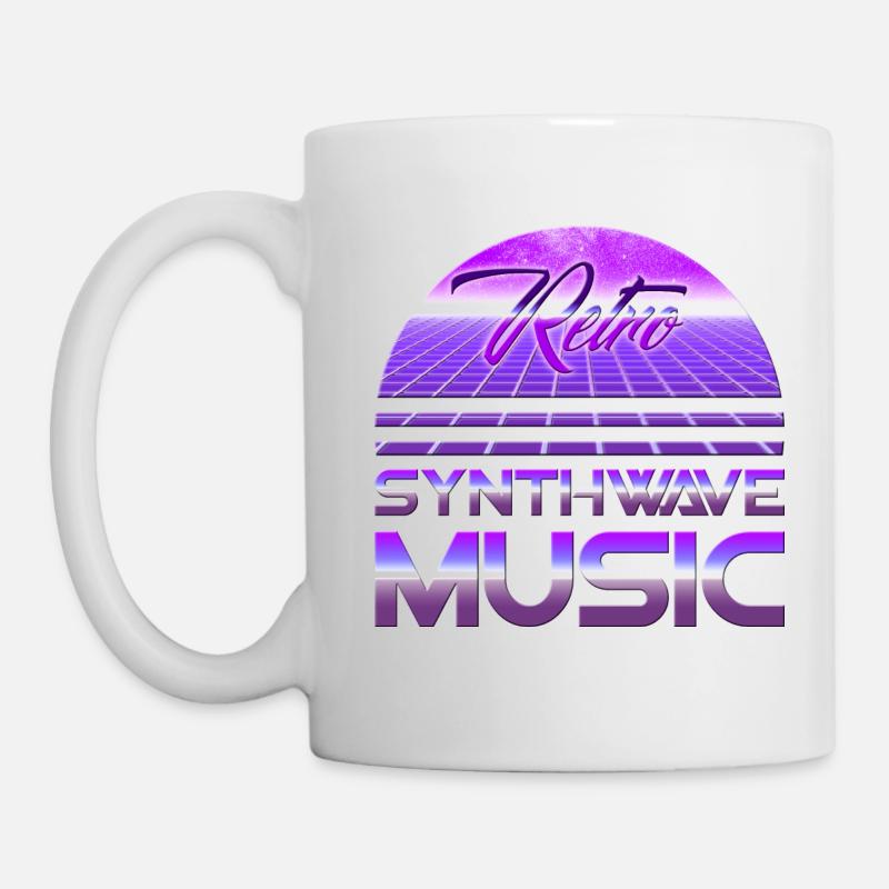 80s Neon Retro Synthwave Musique Electronic Wave - Mug blanc - blanc