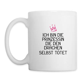 Prinzessin Spruch Drache Geschenk - Tasse - Weiß - Links