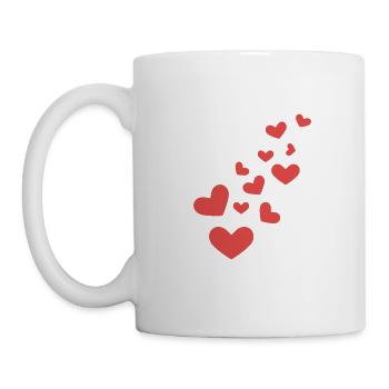 Herz - Liebe - Herzchen - muster - - Linie - Tasse - Weiß - Links