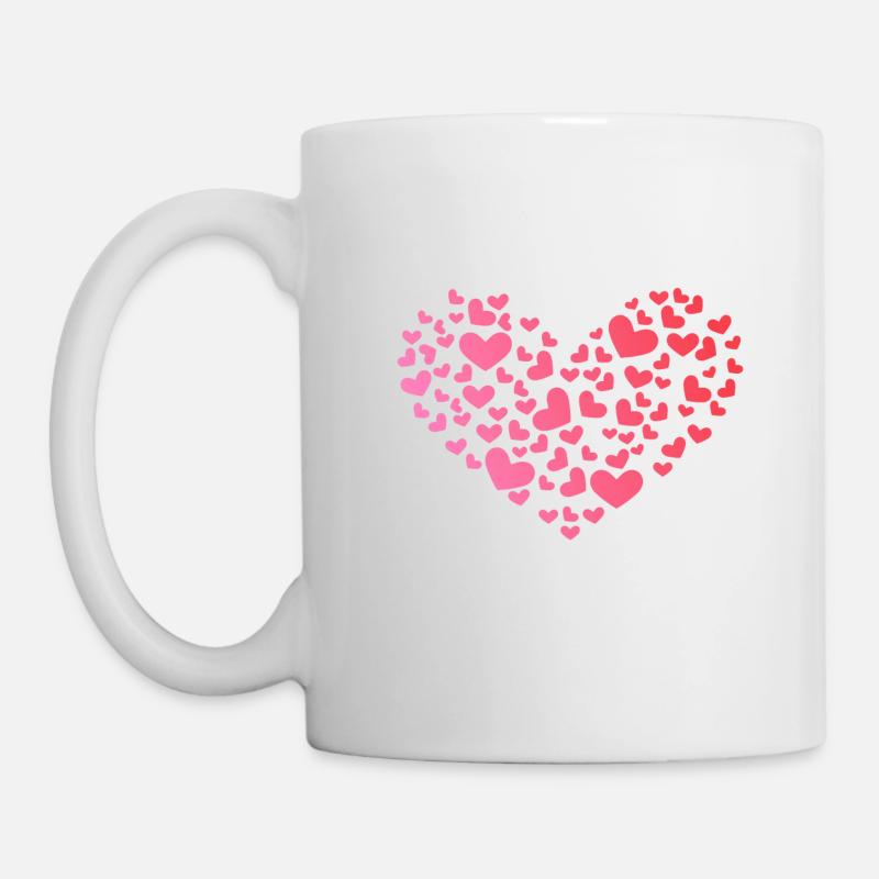 Herz aus Herzchen - Romantisch - Jahrestag - Tasse - Weiß