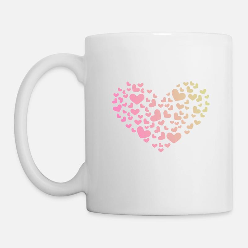 Herz aus Herzchen Liebe Romantisch Jahrestag - Tasse - Weiß