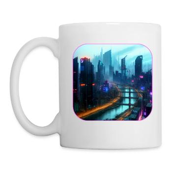 La ville du cyberespace dans le futur - Mug blanc - blanc - Gauche