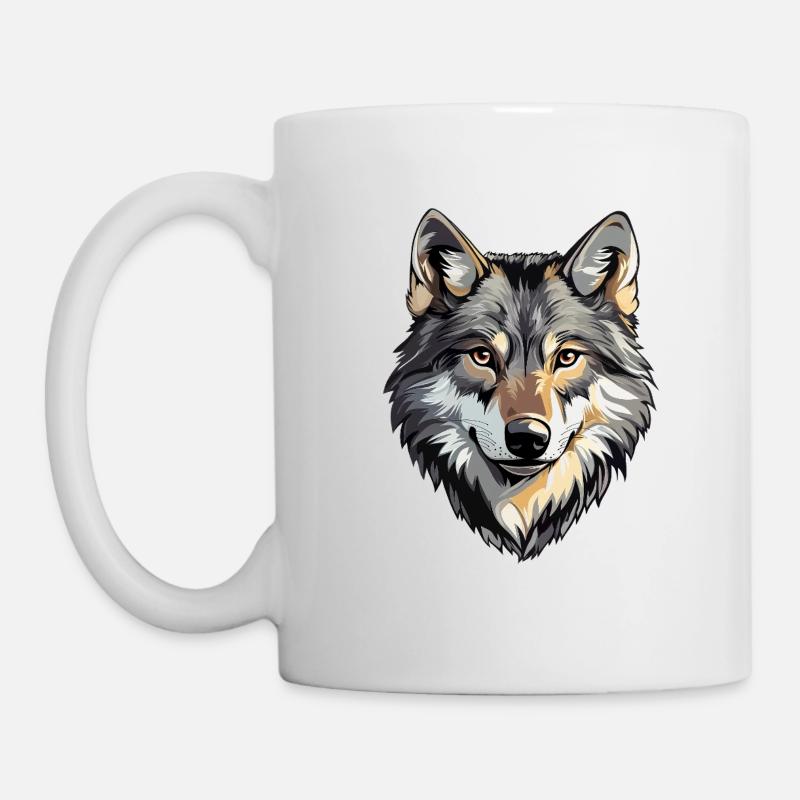 Wolfskopf, wilder Wolf, Wolfsrudel - Tasse - Weiß