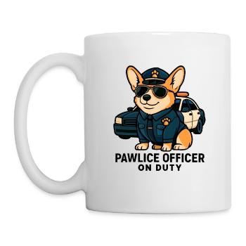 Funny Corgi as a Policeman – Pawlice Officer - Mug - white - Left