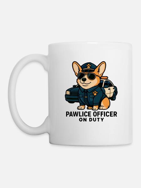 Funny Corgi as a Policeman – Pawlice Officer - Mug - white