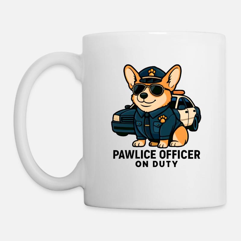 Funny Corgi as a Policeman – Pawlice Officer - Mug - white