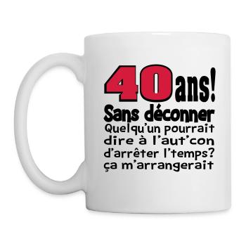 40 ans / anniversaire 40 ans / t-shirt 40 ans - Mug blanc - blanc - Gauche