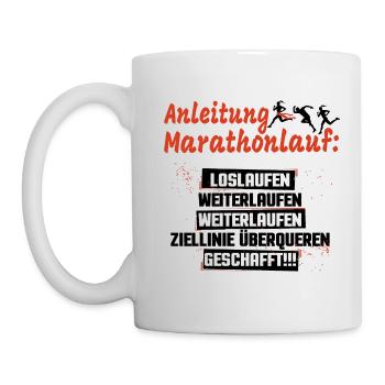 Anleitung Marathonlauf lustiges T-Shirt für Läufer - Tasse - Weiß - Links