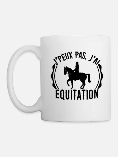 T-shirt Cheval - J'peux pas ... j'ai équitation - Mug blanc - blanc