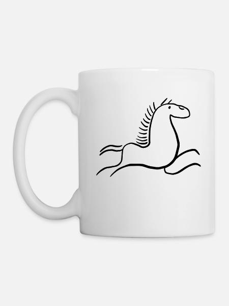 Wilder Gaul als Höhlenmalerei in der Steinzeit - Tasse - Weiß