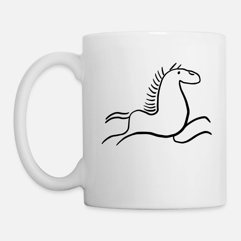 Wilder Gaul als Höhlenmalerei in der Steinzeit - Tasse - Weiß