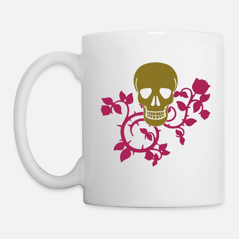 skull avec des vrilles - couleurs de design sélectionnables - Mug blanc - blanc