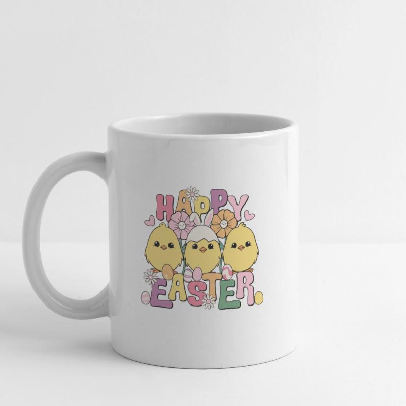 Happy Easter, Happy Easter, Easter Chicks, Easter Eggs Mug