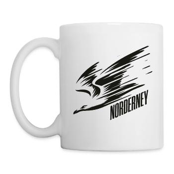Norderney Sturzflug Tiefflieger Möwe Urlaub T-Shir - Tasse - Weiß - Links