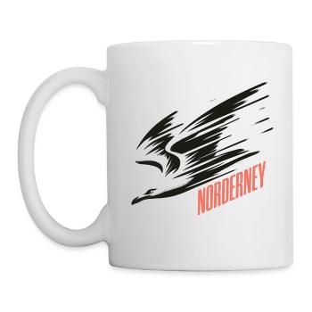 Norderney Sturzflug Tiefflieger Möwe Urlaub T-Shir - Tasse - Weiß - Links