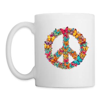 Happy Earth Day Butterfly Peace Sign Colorful - Mug - white - Left