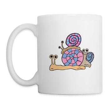 Escargots. Trois escargots de dessin animé mignon. mignon - Mug blanc - blanc - Gauche