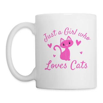 qui aime les chats t-shirt drôle filles - Mug blanc - blanc - Gauche