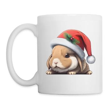 Lapin de Pâques avec chapeau de Noël - Mug blanc - blanc - Gauche