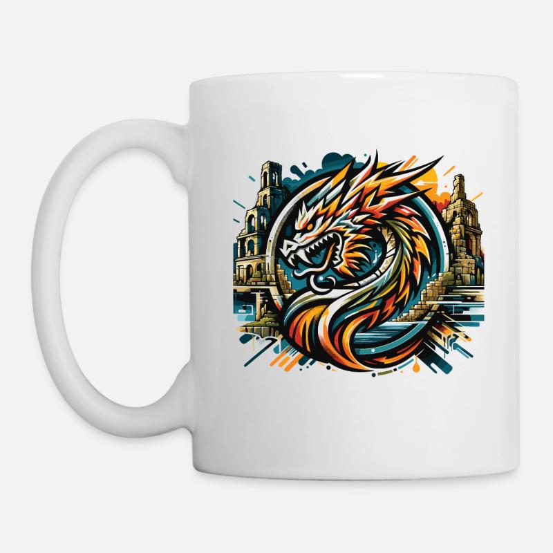 Drache Drachenkopf Logo Ruine Drachenfels - Tasse - Weiß