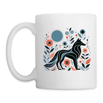 Floraler Wolf - Tasse - Weiß - Links