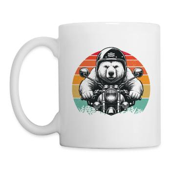 Motorcycle Biker Grizzly Bear Motorcycle Riding Retro - Mug - white - Left