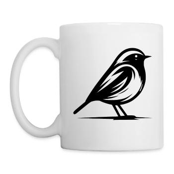 Rotkehlchen in Schwarz-Weiß - Tasse - Weiß - Links