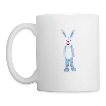 Blauer Hase mit roter Nase - Tasse - Weiß - Links