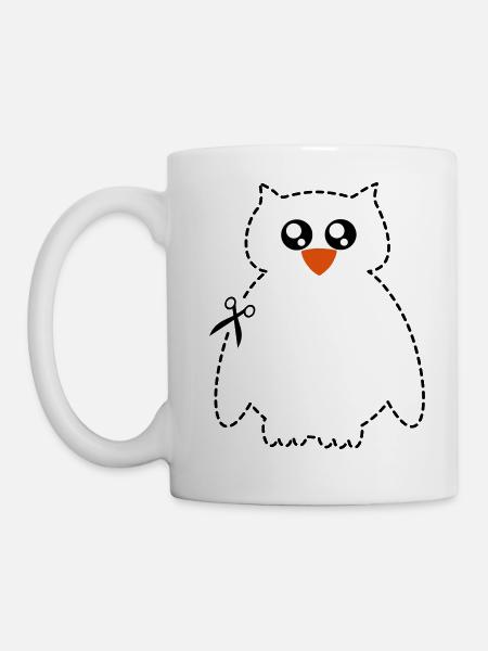 Cute scissors owl - Tasse - Weiß