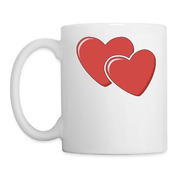 2 Herzen - Tasse - Weiß - Links
