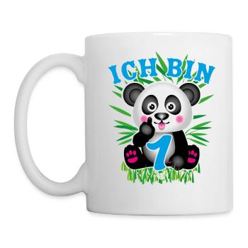 05 Baby Panda Ich bin 1 Blau Stinkefinger Bambus - Tasse - Weiß - Links