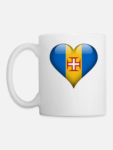 Herz Madeira Flagge - Tasse - Weiß