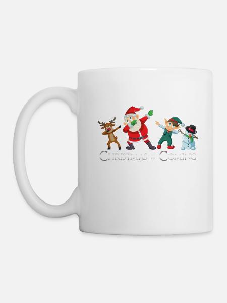 Weihnachten steht vor der Tür Santa Elf Reindeer betupfen - Tasse - Weiß