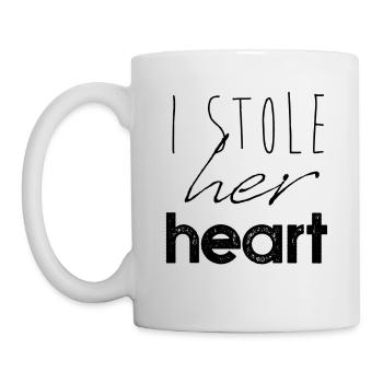 Stole Her Heart Valentine's Day Couples Quote - Mug - white - Left