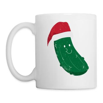 Essiggurke Lustige Essiggurke-Weihnachtskarikatur - Tasse - Weiß - Links