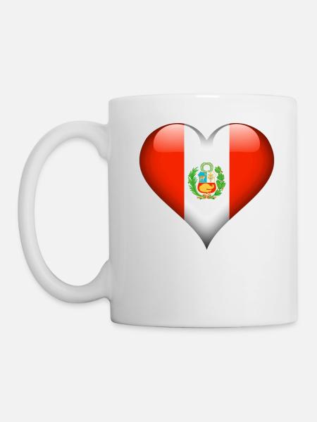 Drapeau péruvien coeur Pérou - Mug blanc - blanc