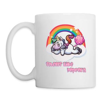 Licorne péter - sent le pop-corn - Mug blanc - blanc - Gauche