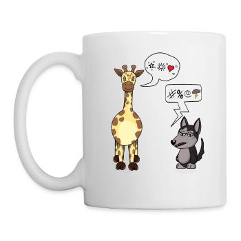 Gewaltfreie Kommunikation Giraffe und Wolf - Tasse - Weiß - Links
