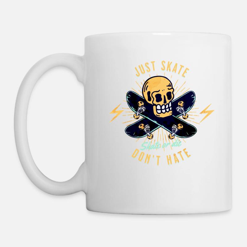 Just Skate Don't Hate Skull - Tasse - Weiß