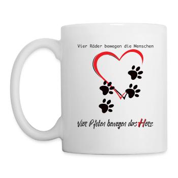Vier Pfoten bewegen das Herz *Hund & Katze* - Tasse - Weiß - Links