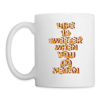 Life is sweeter when you go vegan Zitrusfrüchte - Tasse - Weiß - Links