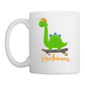 Herbivore Dinosaurier mit Basecap auf Skateboard - Tasse - Weiß - Links